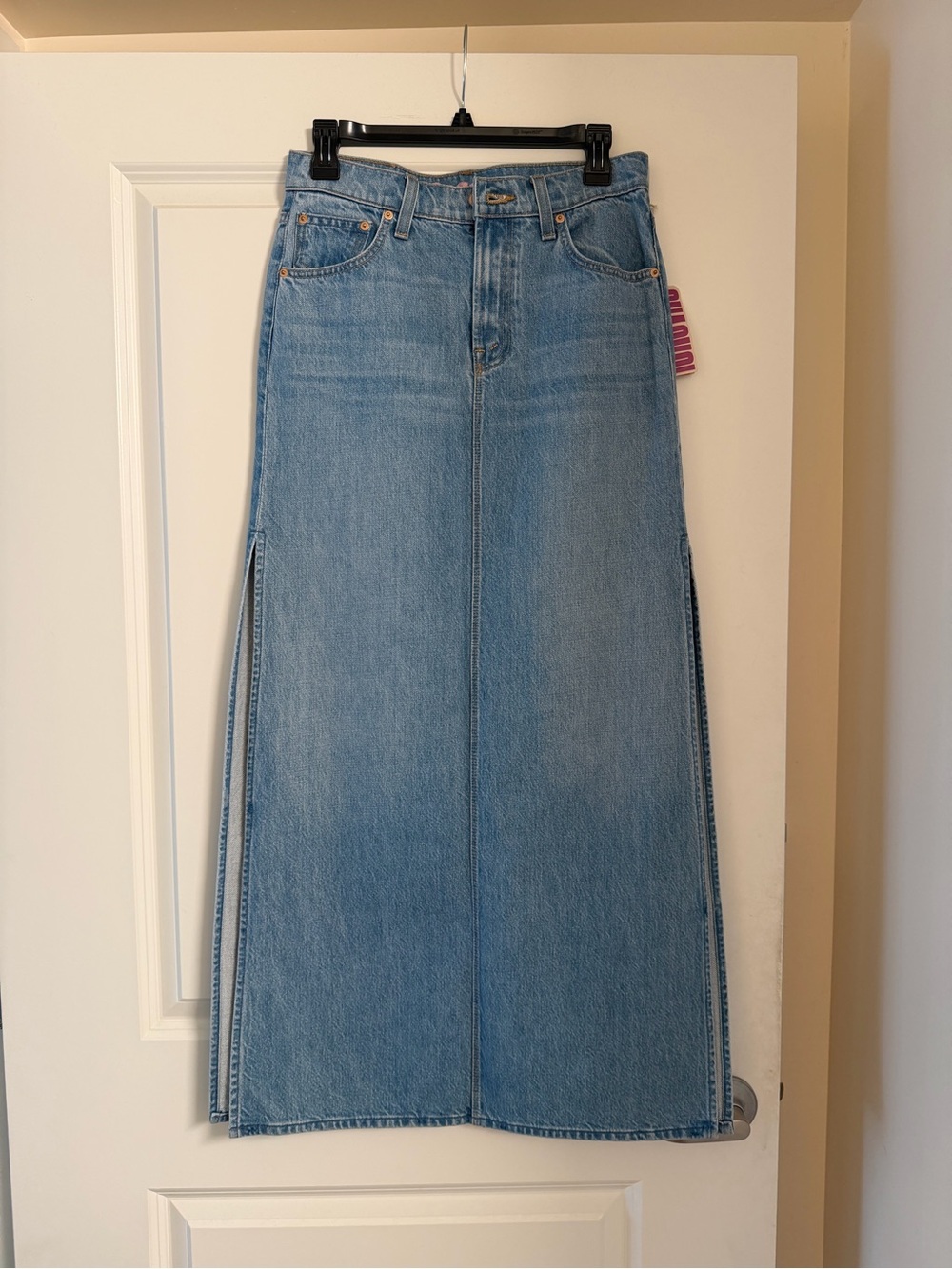 NWT Mother Snake Light Blue Denim Maxi Skirt - Women Jeans